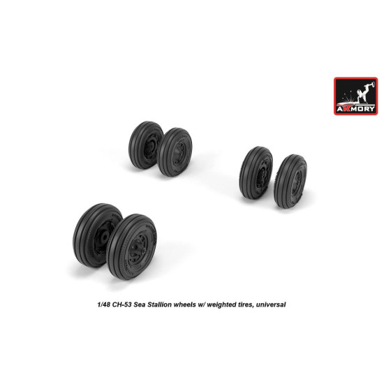 1/48 CH-53 Sea Stallion wheels w/ weighted tires, universal