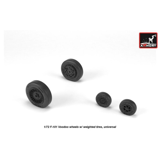 1/72 F-101 Voodoo wheels w/ optional nose wheels and weighted tires, universal