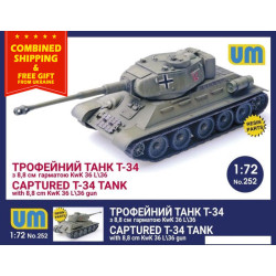 TROPHY TANK T-34 WITH 88 MM GUN KWK 36L/36 UNIMODELS 252 PLASTIC MODEL KIT 1/72