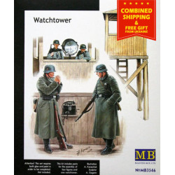 WWII WATCHTOWER WITH FOUR SOLDIERS PLATIC MODEL KIT MASTER BOX 3546 SCALE 1/35