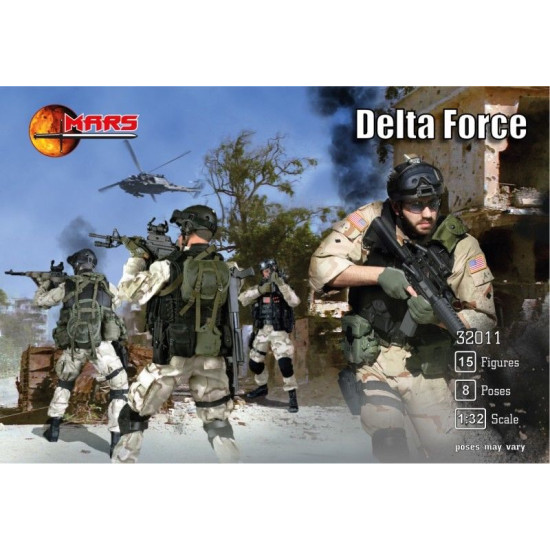 MARS FIGURES 32011 DELTA FORCE US ARMY SOLDIERS (15 FIGURES / 8 POSES) KIT 1/32