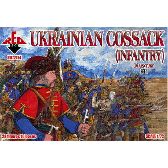 RED BOX 1/72 72114 UKRAINIAN COSSACK (INFANTRY, 16TH CENTURY) (SET.1) (28 FIGS)