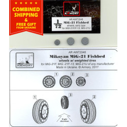 MIKOYAN MIG-21 FISHBED WHEELS W/ WEIGHTED TIRES, EARLY ARMORY AW72048 SCALE 1/72