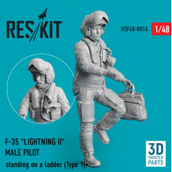 Reskit Rsf48-0014 1/48 F35 Lightning Ii Male Pilot Standing On A Ladder Type 1 3d Printed