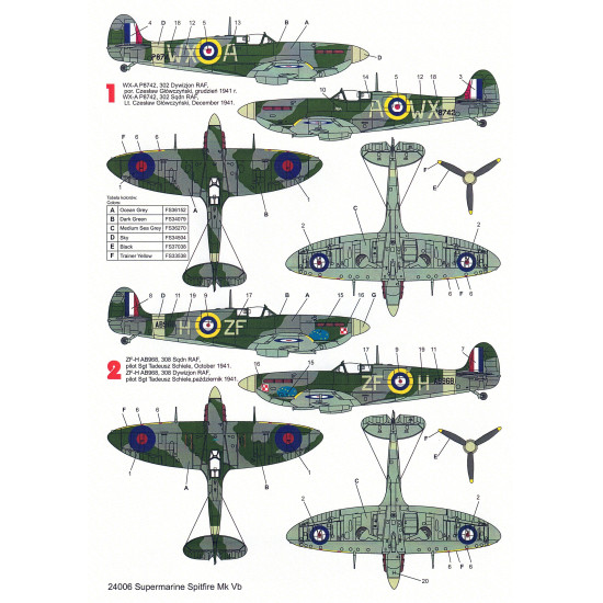 Techmod 24006 1/24 Supermarine Spitfire Mk Vb Raf Polish Fighter Wet Decal