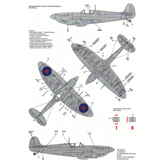 Techmod 24006 1/24 Supermarine Spitfire Mk Vb Raf Polish Fighter Wet Decal