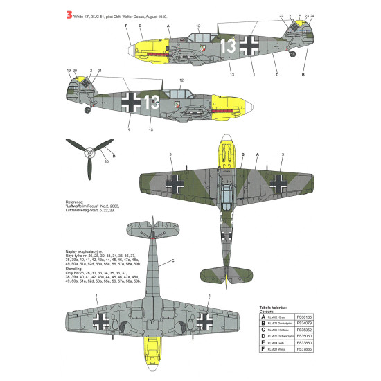 Techmod 24010 1/24 Messerschmitt Bf 109e-4 German Aircraft Wet Decal With Masks