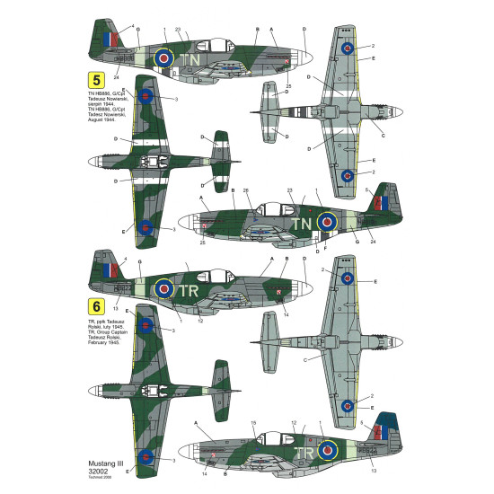 Techmod 32002 1/32 North American P-51 Mustang Iii Fighter Bomber Wet Decal Wwii