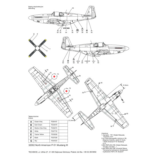 Techmod 32002 1/32 North American P-51 Mustang Iii Fighter Bomber Wet Decal Wwii