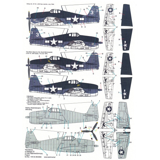 Techmod 32006 1/32 Grumman F6f-3 Hellcat England 1944 Fighter Wet Decal