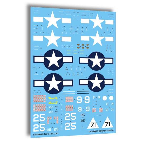 Techmod 32007 1/32 Grumman F6f-5 Hellcat England 1944 Fighter Wet Decal