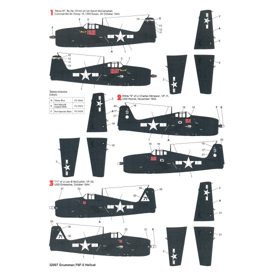 Techmod 32007 1/32 Grumman F6f-5 Hellcat England 1944 Fighter Wet Decal