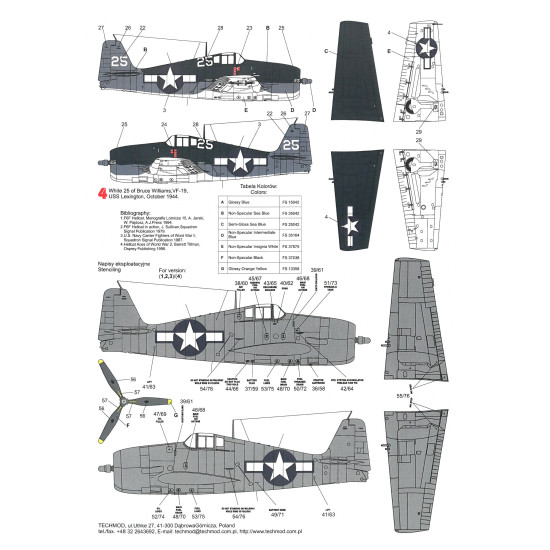 Techmod 32007 1/32 Grumman F6f-5 Hellcat England 1944 Fighter Wet Decal