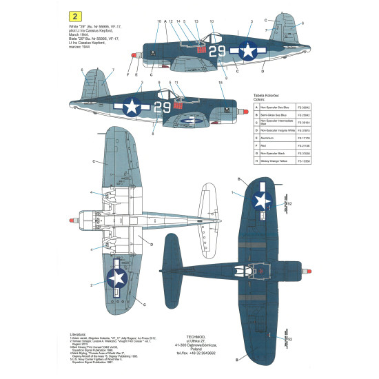 Techmod 32008 1/32 Vought F4u-1a Corsair 1944 Aircraft Wet Decal Wwii