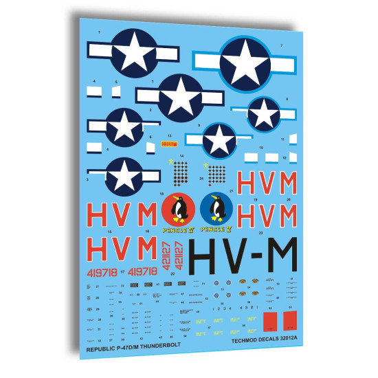 Techmod 32012 1/32 Republic P-47d/M Thunderbolt Usaf Aircraft Wet Decal Wwii