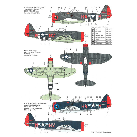 Techmod 32012 1/32 Republic P-47d/M Thunderbolt Usaf Aircraft Wet Decal Wwii