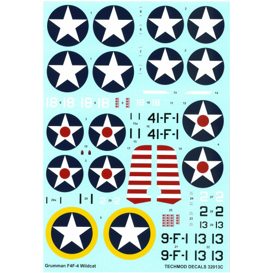 Techmod 32013 1/32 Grumman F4f-4 Wildcat Usaf Aircraft Wet Decal Wwii