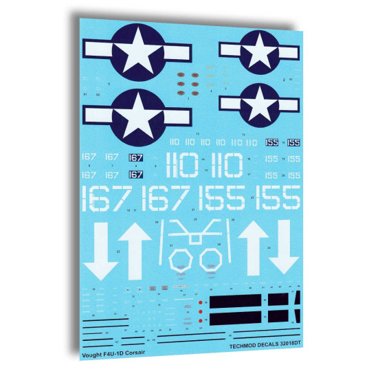 Techmod 32018 1/32 Vought F4u-1d Corsair Usaf 1945 Aircraft Wet Decal Wwii