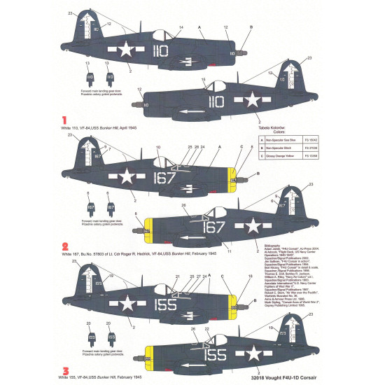 Techmod 32018 1/32 Vought F4u-1d Corsair Usaf 1945 Aircraft Wet Decal Wwii