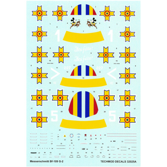 Techmod 32025 1/32 Messerschmitt Bf 109g-2 Romanian Aircraft Wet Decal W/Masks