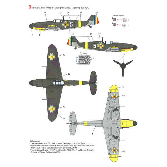 Techmod 32025 1/32 Messerschmitt Bf 109g-2 Romanian Aircraft Wet Decal W/Masks