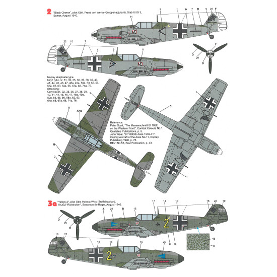 Techmod 32027 1/32 Messerschmitt Bf 109e-4 1940 Aircraft Wet Decal W/Masks