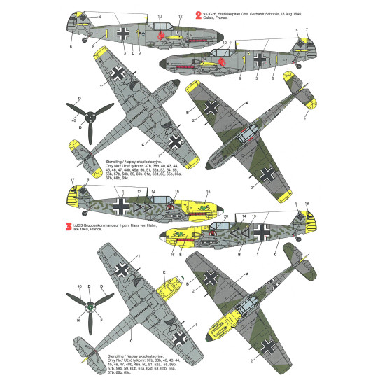 Techmod 32028 1/32 Messerschmitt Bf 109e-4 1940 Aircraft Wet Decal W/Masks