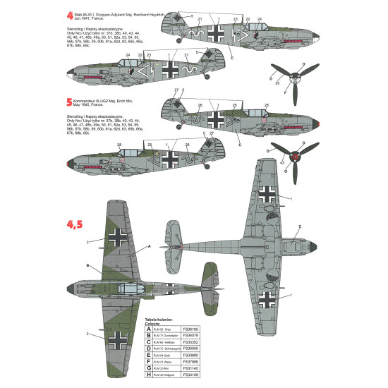 Techmod 32028 1/32 Messerschmitt Bf 109e-4 1940 Aircraft Wet Decal W/Masks