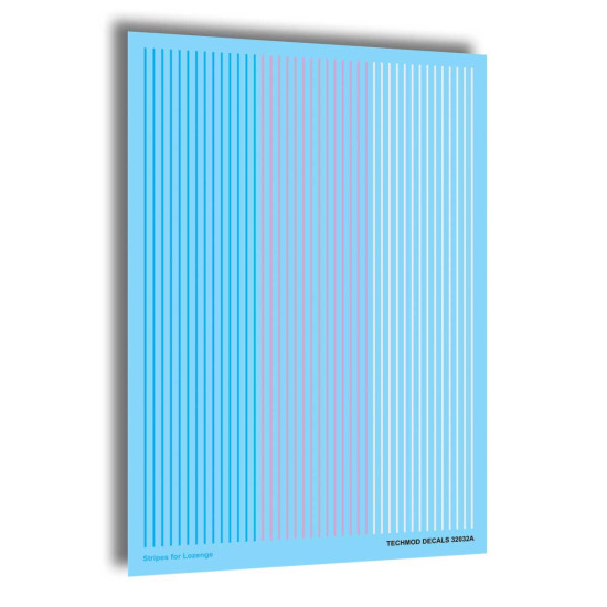 Techmod 32032 1/32 Stripes For Lozenge Sheet Contains Three Variants Wet Decal