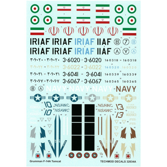 Techmod 32034 1/32 Grumman F-14a Tomcat Usaf Interceptor Aircraft Wet Decal