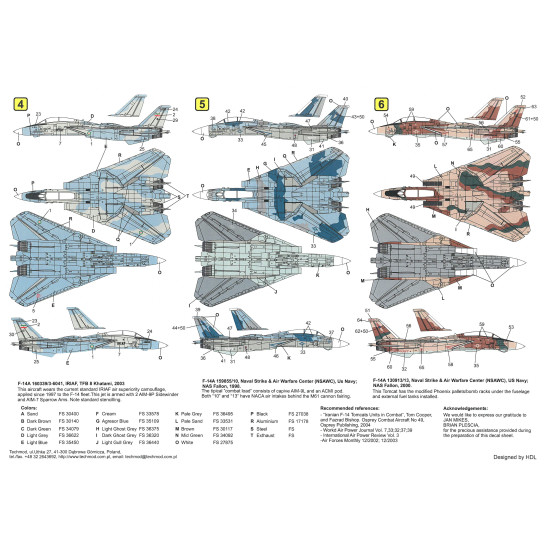 Techmod 32034 1/32 Grumman F-14a Tomcat Usaf Interceptor Aircraft Wet Decal