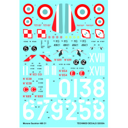Techmod 32035 1/32 Morane Saulnier Ms 406c1 1940 French Fighter Aircraft Wet Decal Wwii