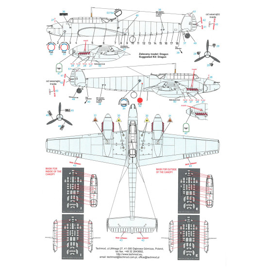 Techmod 32041 1/32 Messerschmitt Bf 110C 1939-1941 aircraft wet decal WWII