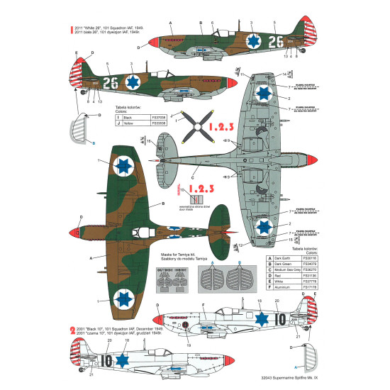 Techmod 32043 1/32 Supermarine Spitfire Ix 1948-1949 Israeli Aircraft Wet Decal