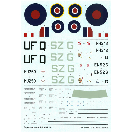 Techmod 32044 1/32 Supermarine Spitfire Ix British Fighter Wet Decal Wwii W/Mask