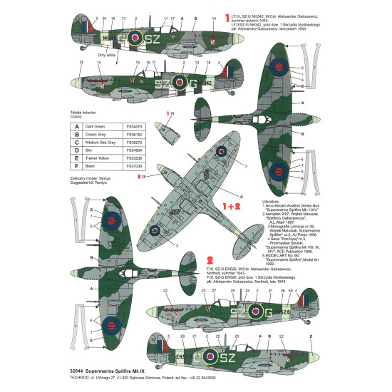 Techmod 32044 1/32 Supermarine Spitfire Ix British Fighter Wet Decal Wwii W/Mask