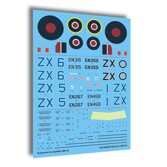Techmod 32047 1/32 Supermarine Spitfire Ix Fighter Wet Decal Wwii W/Masks