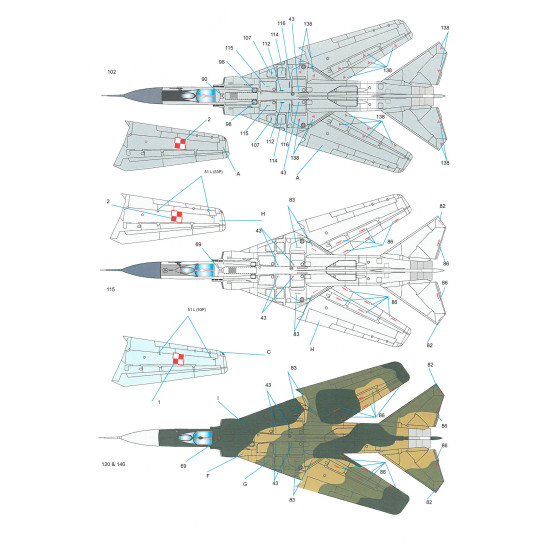 Techmod 32055 1/32 Mig-23mf 1989-1997 Polish Air Force Aircraft Wet Decal