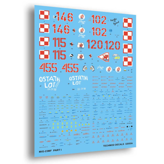 Techmod 32055 1/32 Mig-23mf 1989-1997 Polish Air Force Aircraft Wet Decal