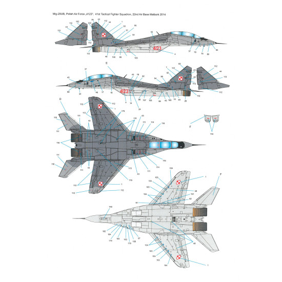Techmod 32058 1/32 Mig-29a/G/Ub Fighter Aircraft Polish Wet Decal