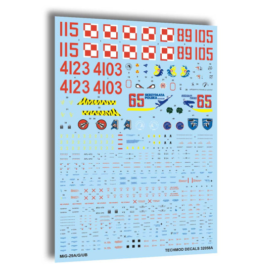 Techmod 32058 1/32 Mig-29a/G/Ub Fighter Aircraft Polish Wet Decal