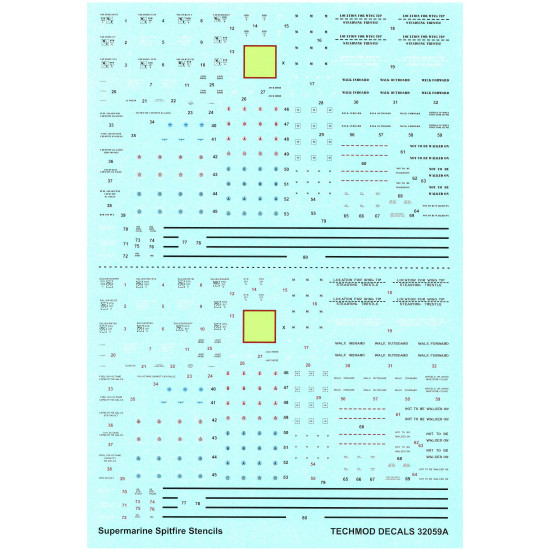 Techmod 32059 1/32 Spitfire Mk I Stencils Fighter Aircraft Wet Decal Techmod 32059 1/32 Spitfire Mk I Stencils Fighter Aircraft Wet Decal