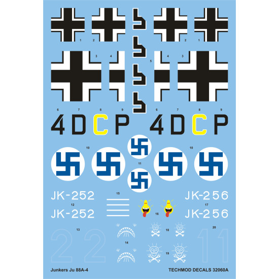 Techmod 32060 1/32 Junkers Ju-88a-4 1942-1944 Finland Aircraft Wet Decal Wwii