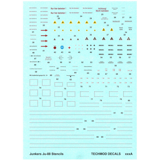 Techmod 32061 1/32 Junkers Ju-88a-4 German Fighter Aircraft Wet Decal Wwii