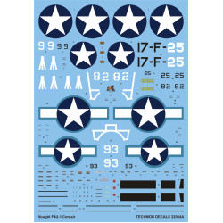 Techmod 32064 1/32 Corsair F4u-1 Birdcage Aircraft Wet Decal Wwii