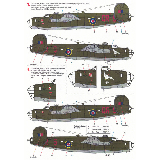 Techmod 32074 1/32 B-24 Liberator 1944-45 Brindisi Italy Aircraft Wet Decal Wwii