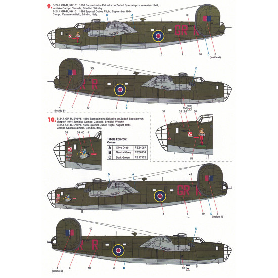 Techmod 32074 1/32 B-24 Liberator 1944-45 Brindisi Italy Aircraft Wet Decal Wwii