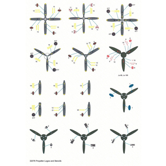 Techmod 32076 1/32 Propeller Logos Stencils Aircraft Wet Decal Hamilton Curtiss