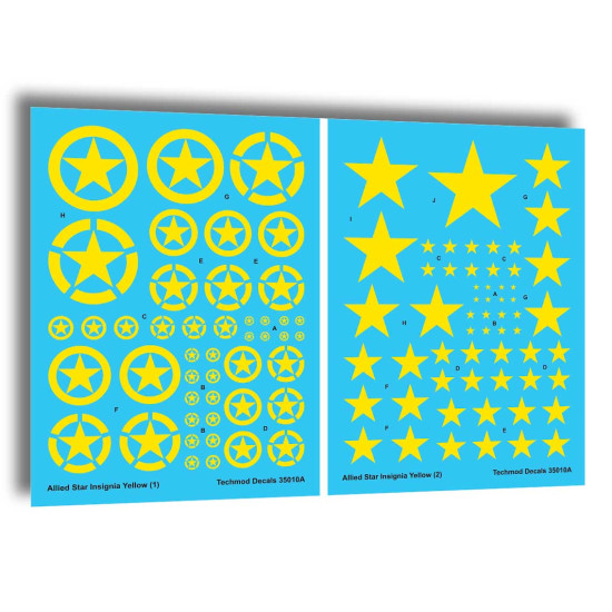 Techmod 35010 1/35 Allied Stars In Yellow Circles Wet Decal Wwii