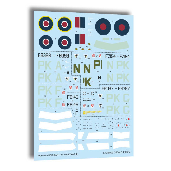 Techmod 48002 1/48 North American P-51 Mustang Iii Polish 1944 Wet Decal W/Pe